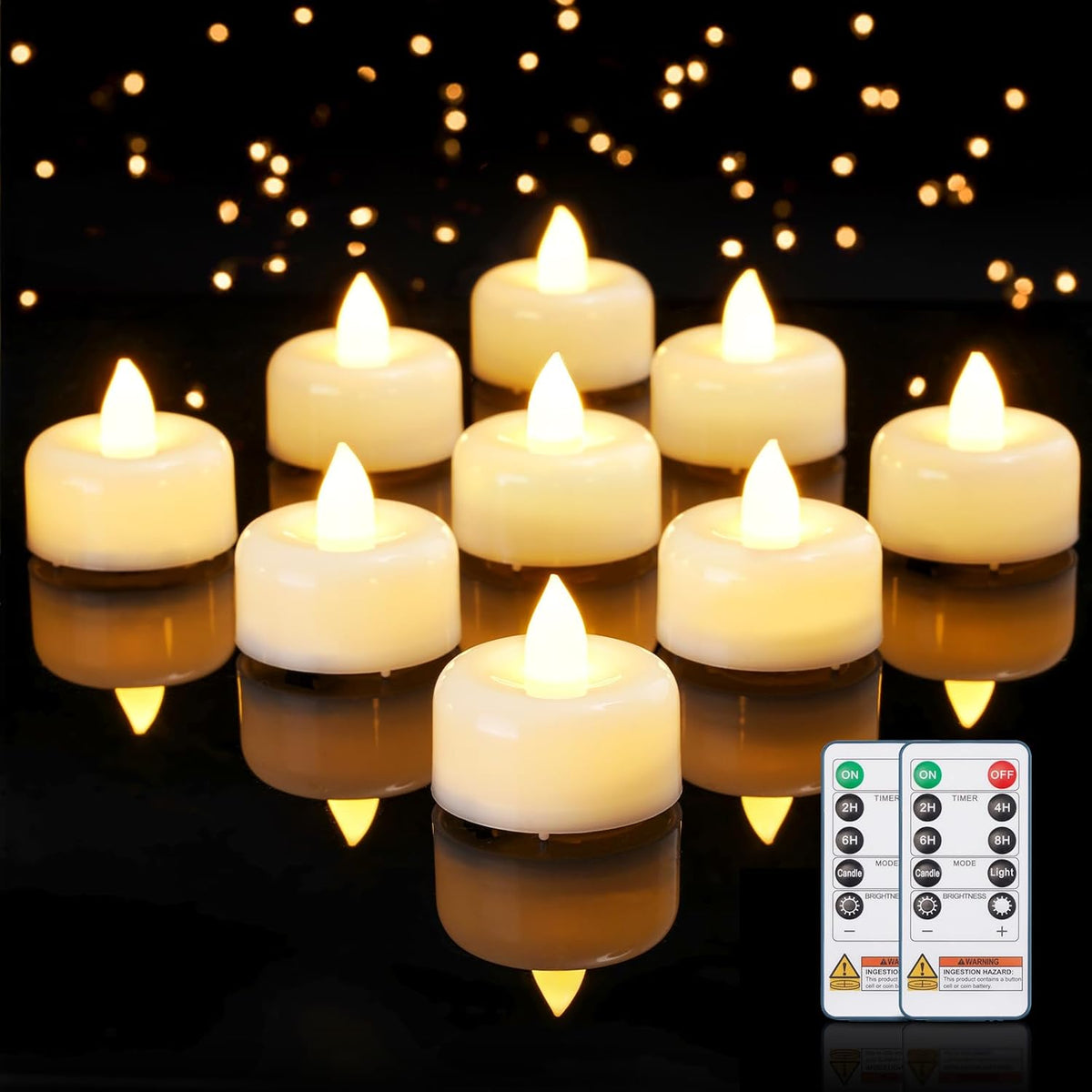 Amagic 24 Pack Remote Candles, Tea Lights with Timer, 400+Hours Flickering Flameless Battery