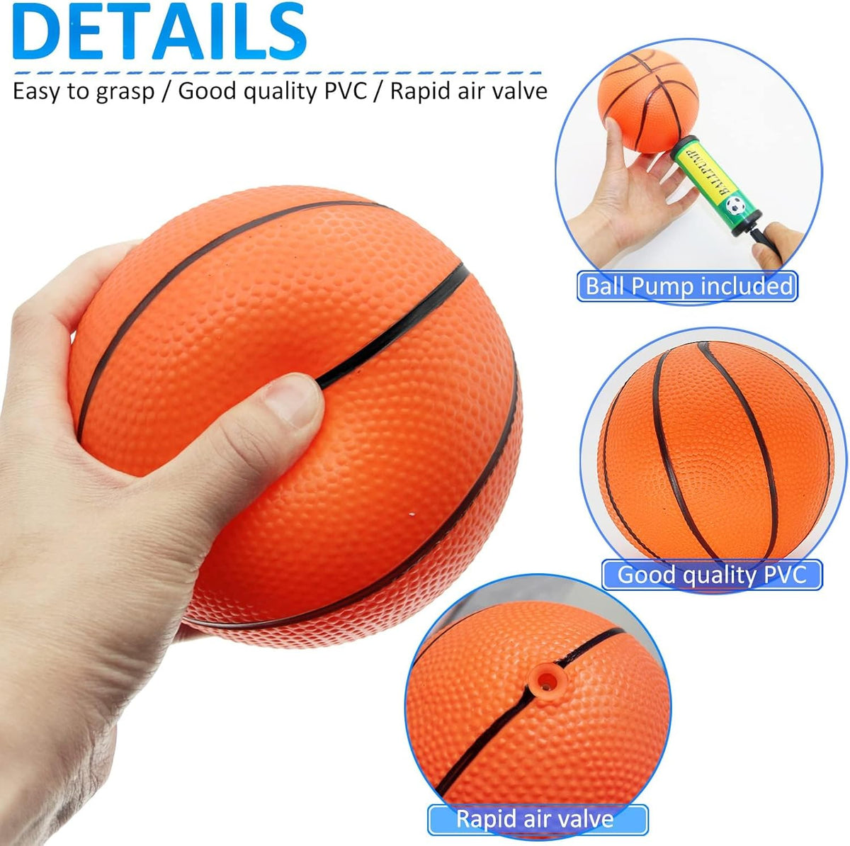 15Pcs 6" Mini Basketball Balls Bulk Small Basketball Set with Pump, PVC Small Basketball for Over