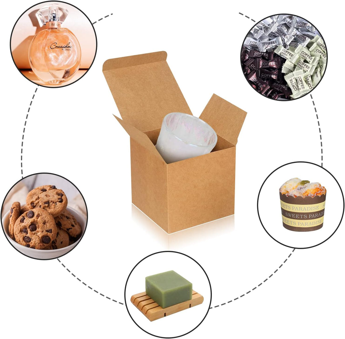 100 Pack Small Gift Boxes, 4x4x4 Inches Favor Boxes Brown Paper Gift Boxes with Lids for Presents