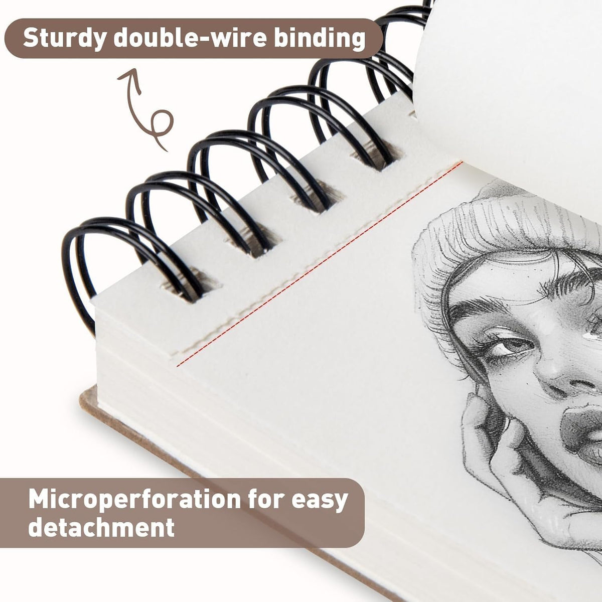 Umriox Small Sketchbook 5.5"x8.5", 3-Pack Sketch Pad (100 Sheets Each), Top Spiral Bound