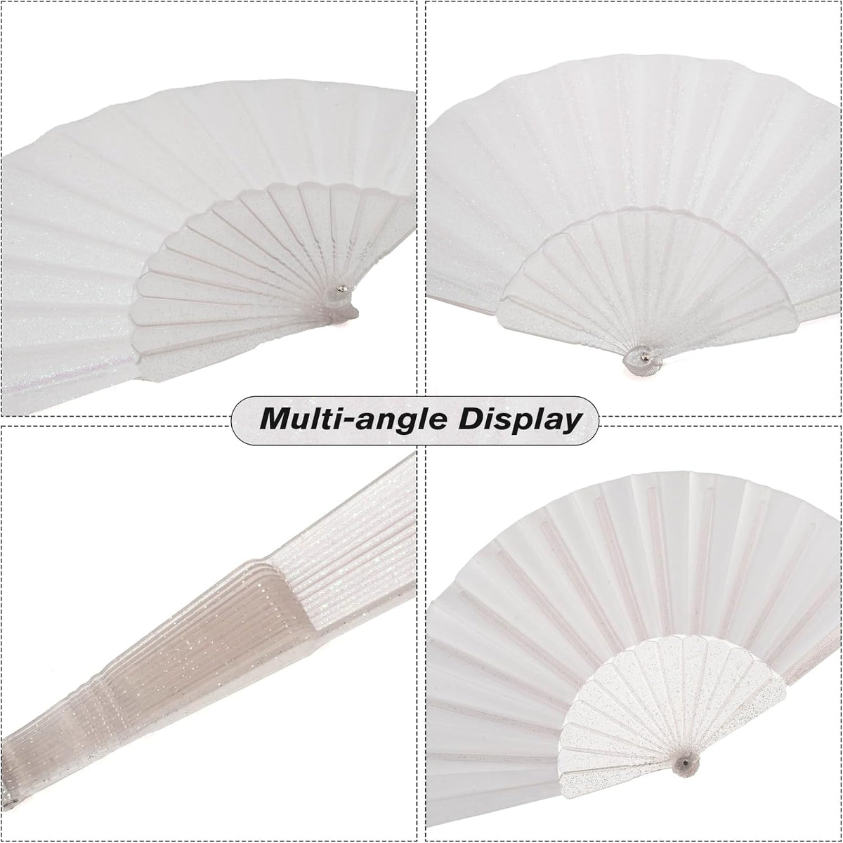 12 Pack Handheld Fan,Folding Hand Glitter Fan with Shining Transparent Fan Rib – Ideal for Wedding