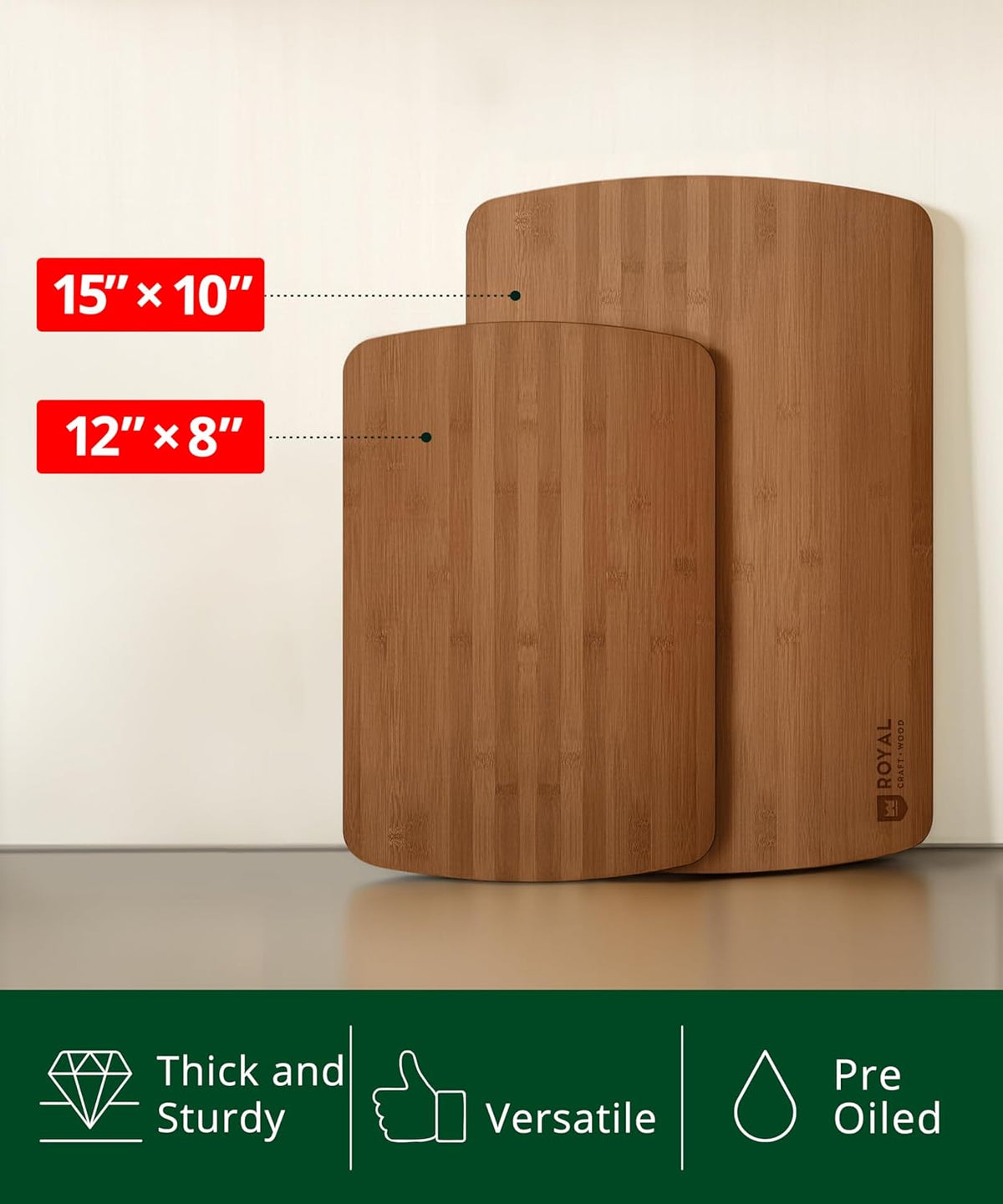 ROYAL CRAFT WOOD Wooden Cutting Boards for Kitchen Meal Prep & Serving - Bamboo Wood Serving Board