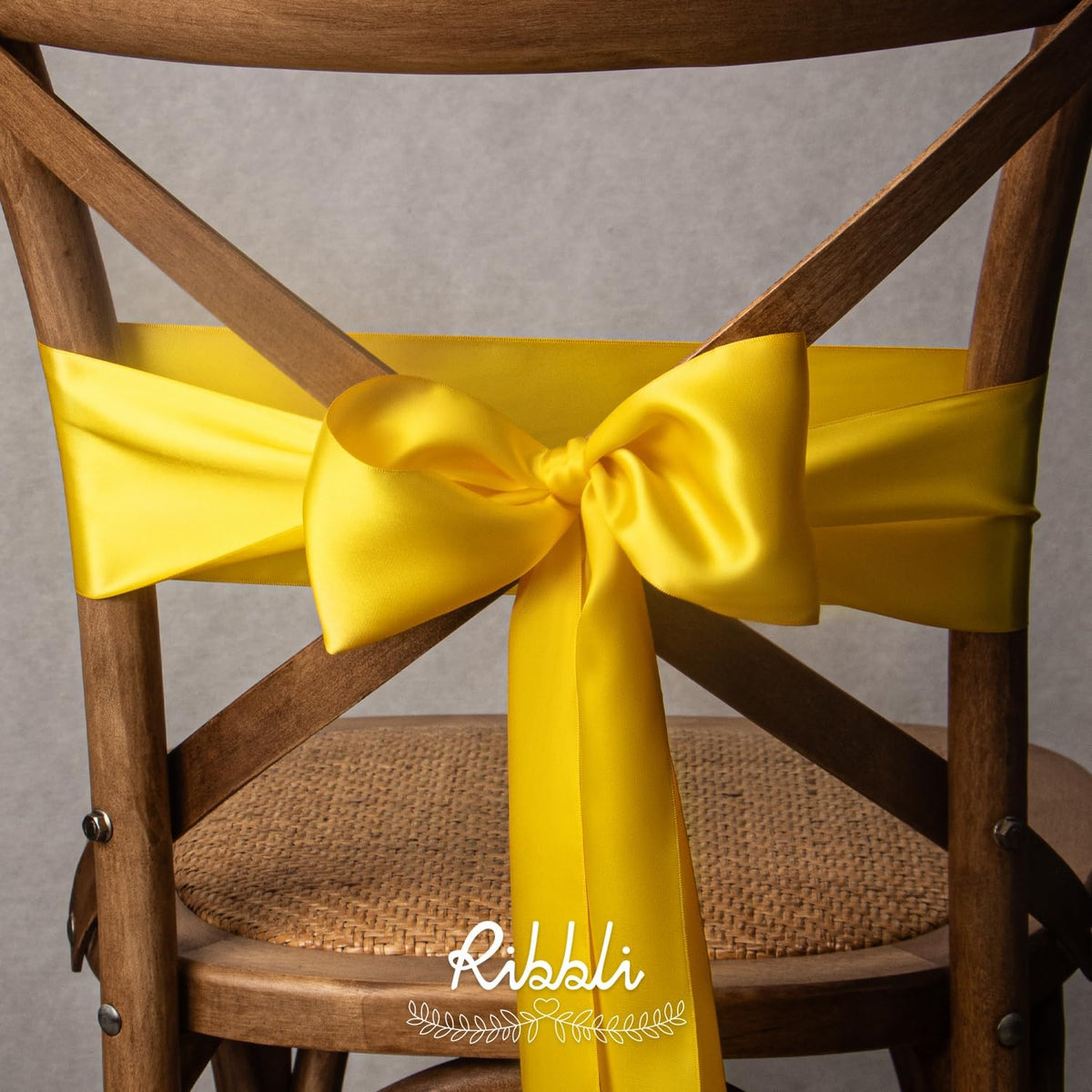 Ribbli Maize Yellow Satin Ribbon 4 Inch Wide Yellow Ribbon for Wedding Chair Sash Grand Opening