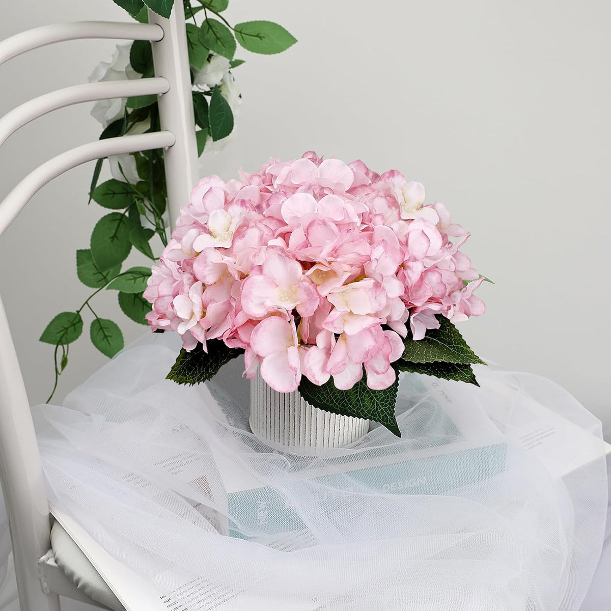 Flower Table Centerpieces - Set of 6 Floral Arrangement Artificial Wedding Hydrangeas Floral