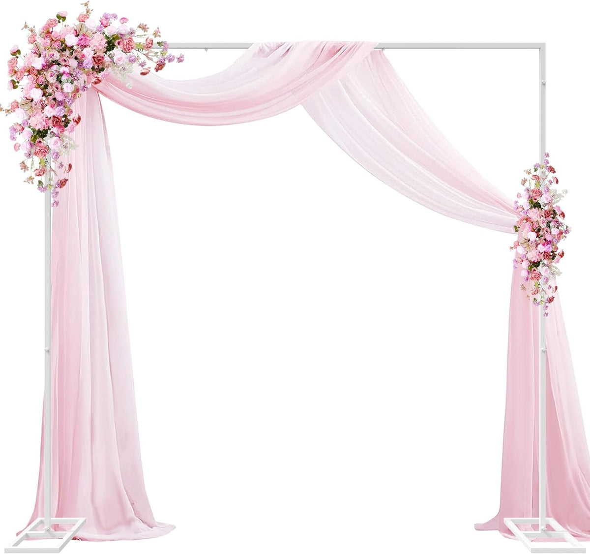 Wokceer Metal Heavy Duty Backrop Stand Square 8x8FT Adjustable Pipe and Drape Kit White Photo Booth