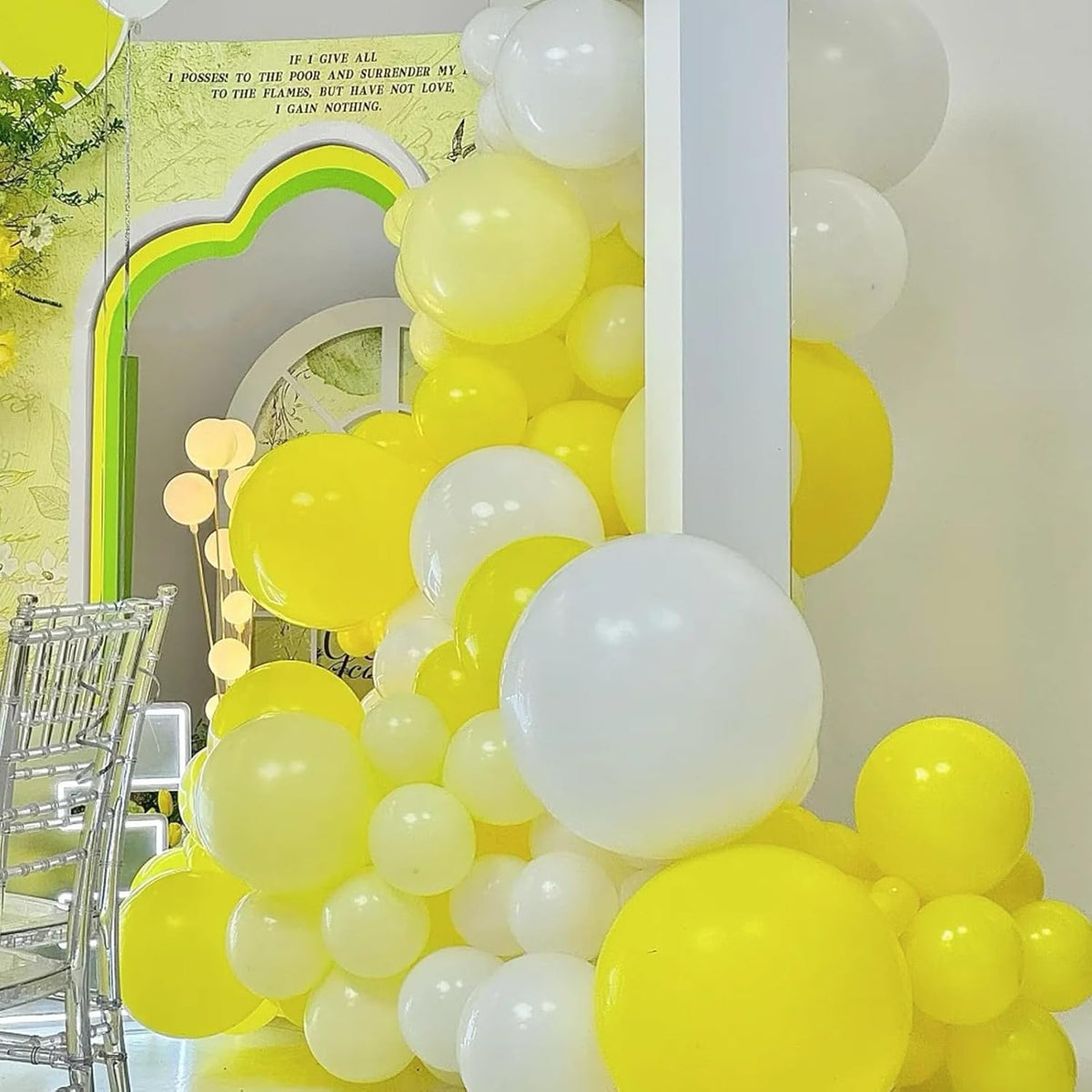 90pack Pastel Yellow Balloons Different Size 18/12/10/5 Inch Pastel Yellow Balloon Garland Arch Kit