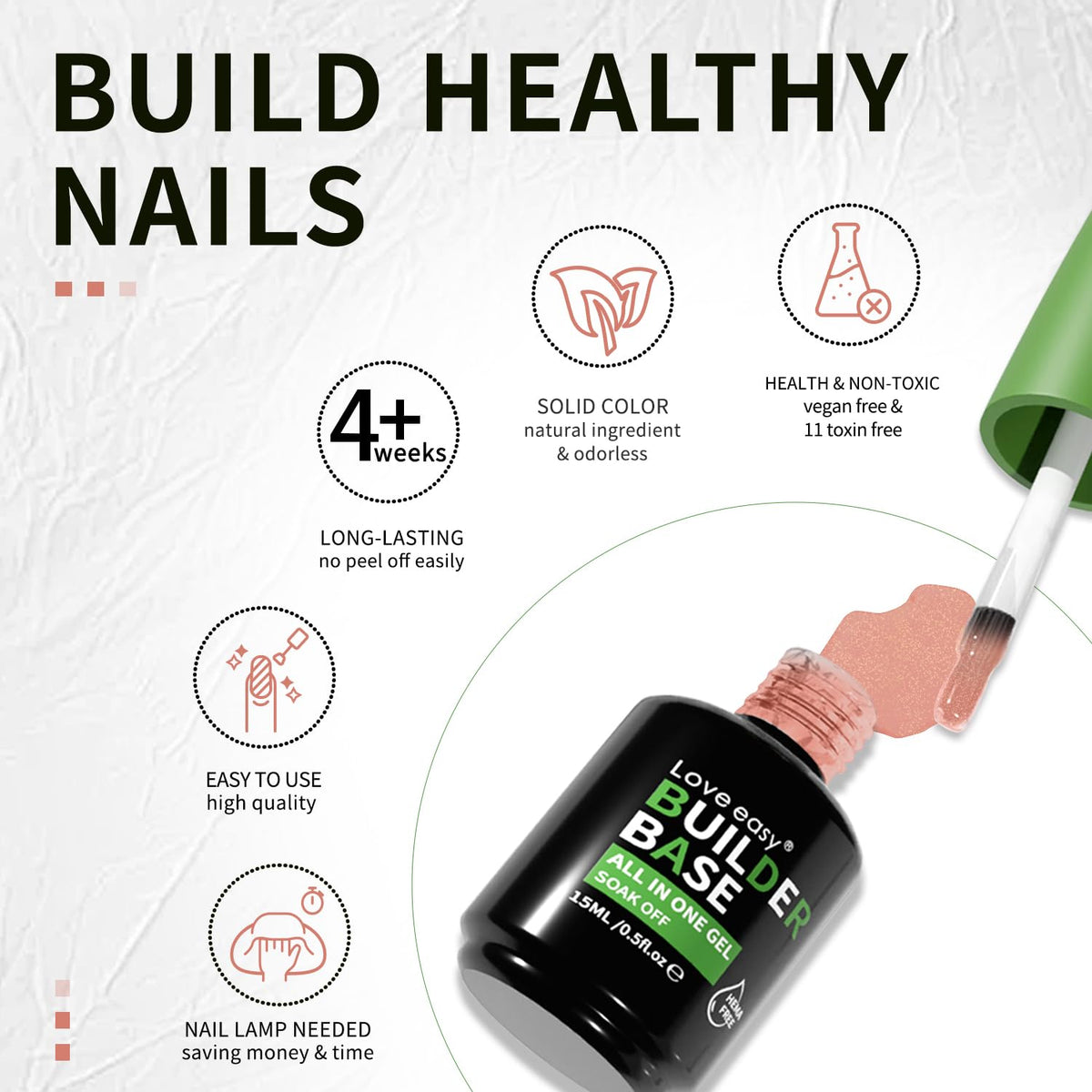 Salon-Grade Mocha Builder Gel - Hypoallergenic Strong Base Coat | Long-Lasting Adhesion (30+ Days)