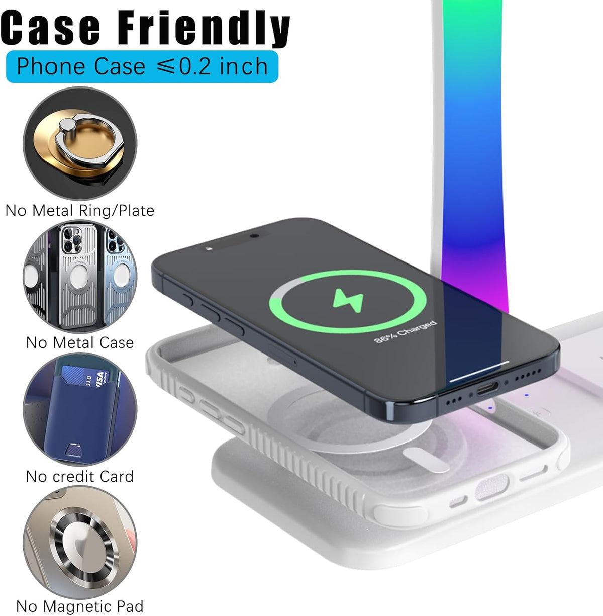 Headphone Stand with Wireless Charger,Gaming Headset Stand with RGB Light Mode,Airpod Max Stander