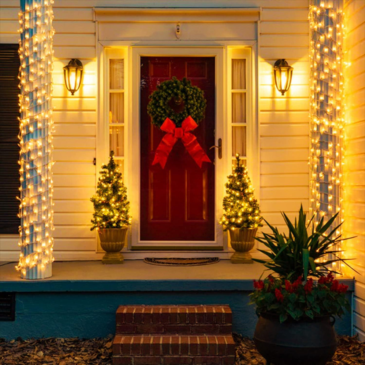 JMEXSUSS Connectable Warm White Christmas Lights Indoor Outdoor, 91.5ft 250 LED Christmas String
