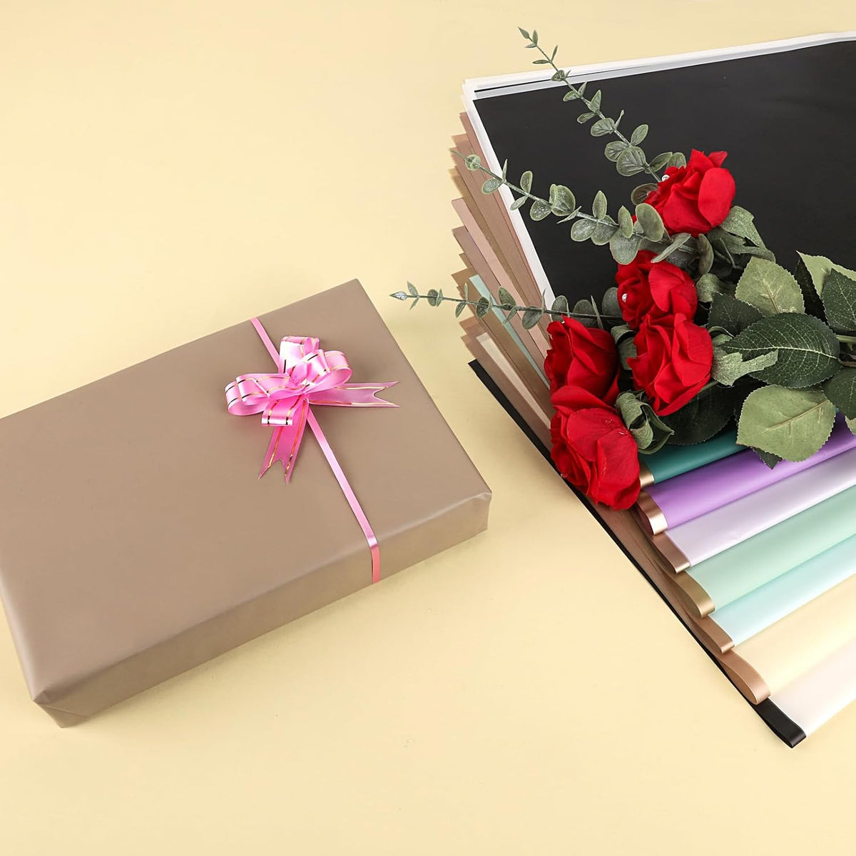 NESCCI 20 Sheet Flower Wrapping Paper - Waterproof Floral Bouquet Wrapping Paper, Florist Supplies