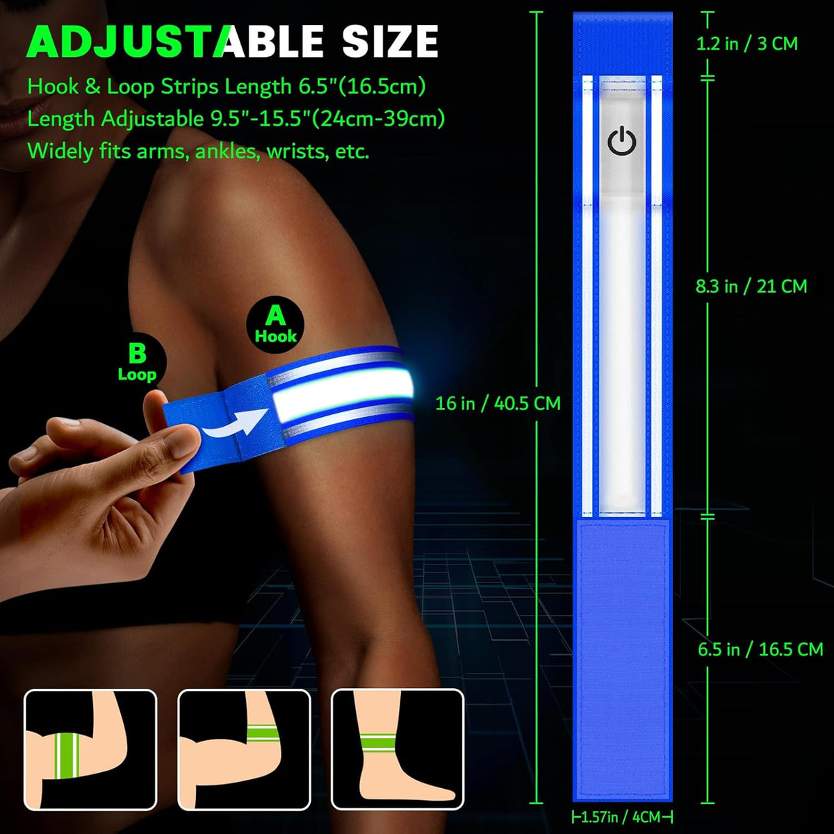 LED Armband for Running(2 Pack),Light Up Arm Bands for Night Walking Running,Rechargeable Lights