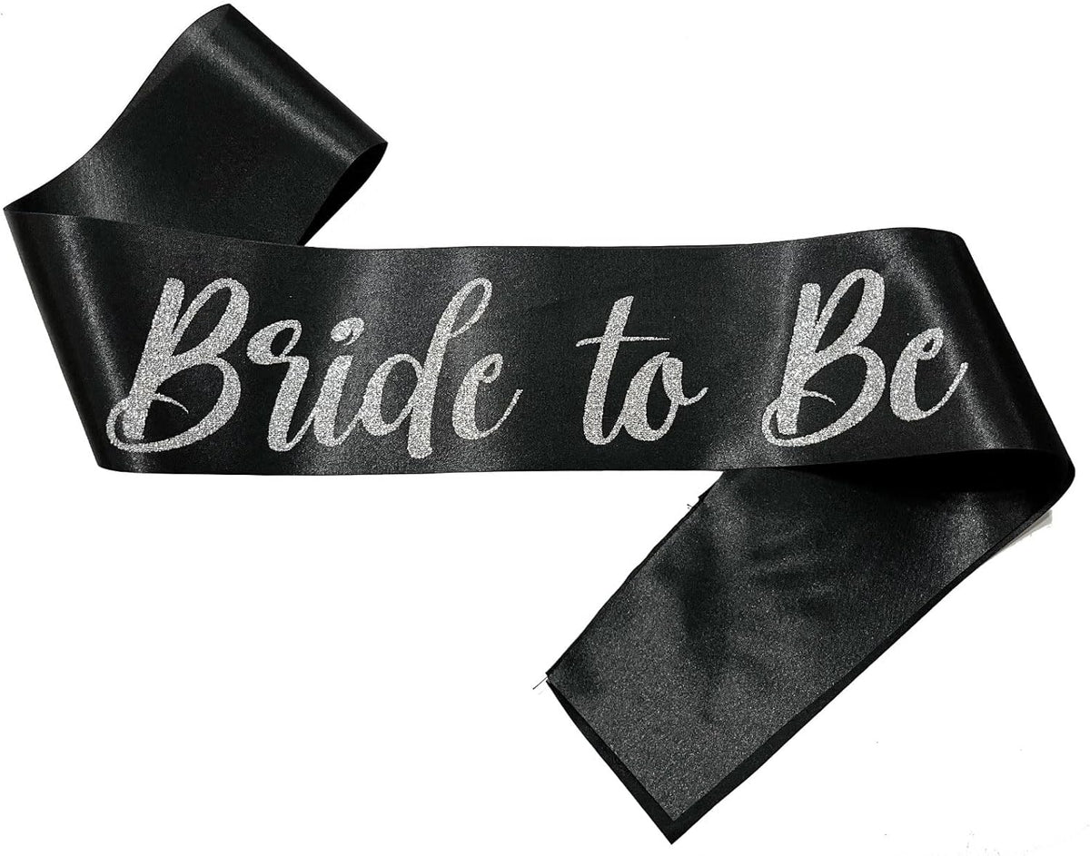 Silver and Black Bride Sash, Bride Sash Bachelorette Party Bridal Shower Sashes Bachelor