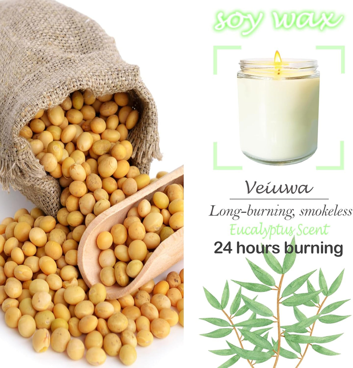 12 Pcs 8 Oz Bulk White Soy Candles,Eucalyptus Scented Candles Set,Bulk Aromatherapy Candle,Great