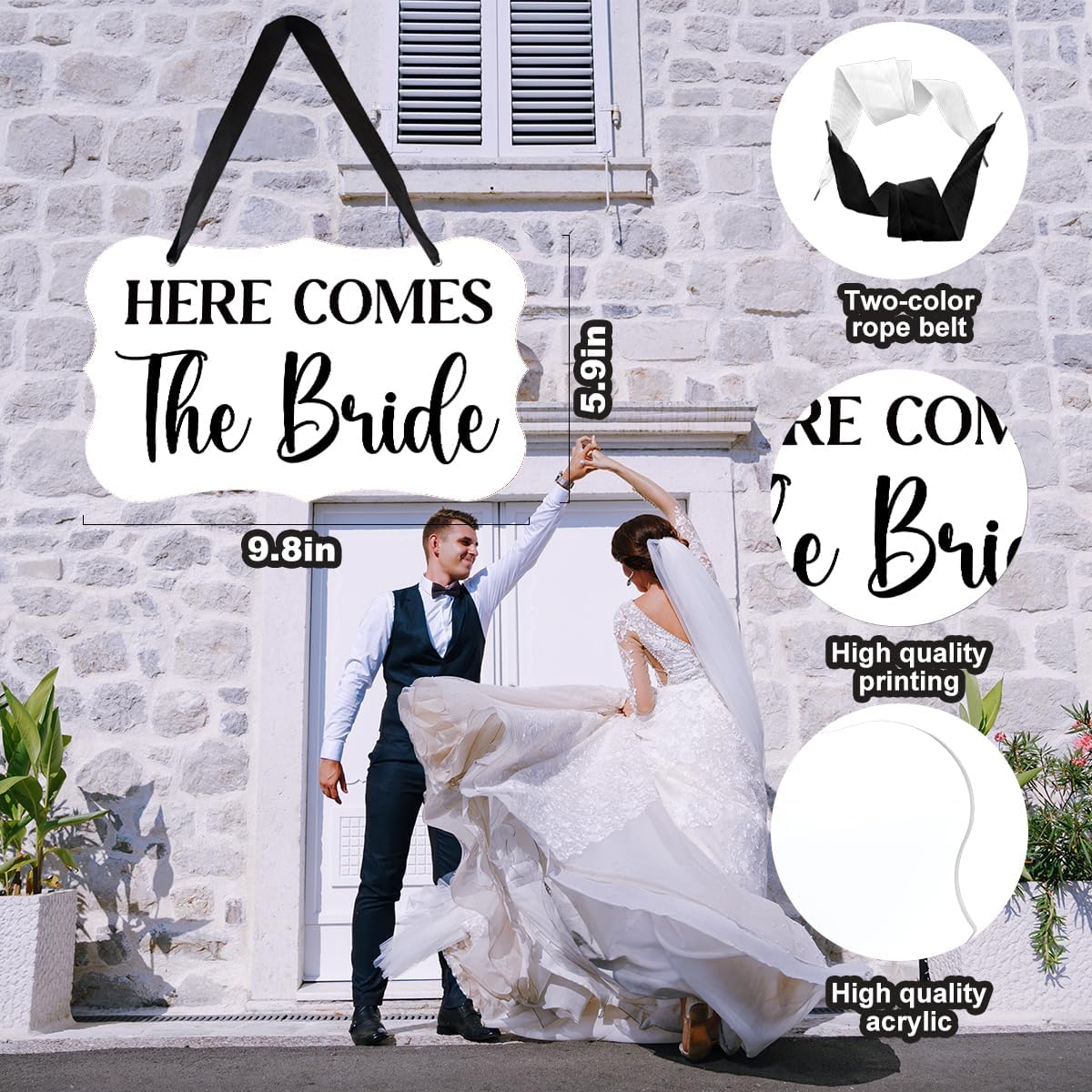 Acrylic Wedding Sign, Ring Bearer Sign, Here Comes The Bride Sign, for Rustic Wedding Decoration
