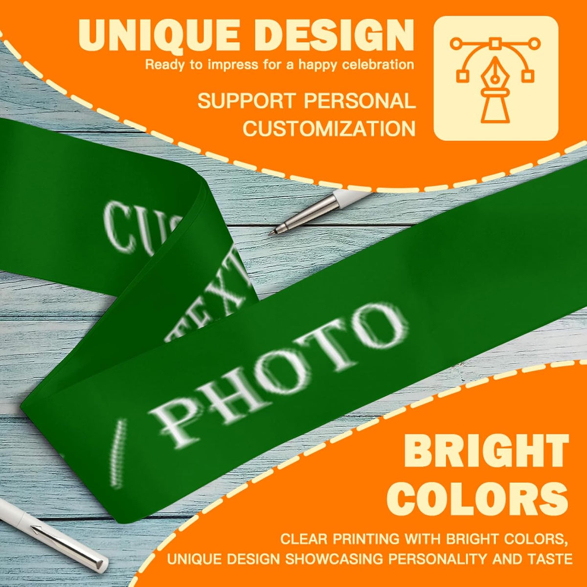 Custom Sash,Personalized Birthday Sash with Text Photo,Customized Bachelorette Sash Quote Sash