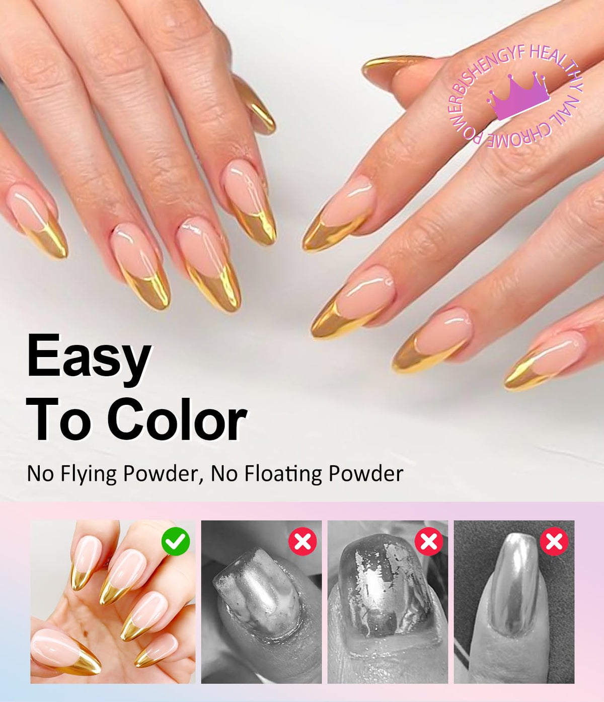 Mermaid Gold Chrome Nail Powder: 6 Colors Mirror Effec Green/Pearl Chrome Nail powder,Magic Mermaid