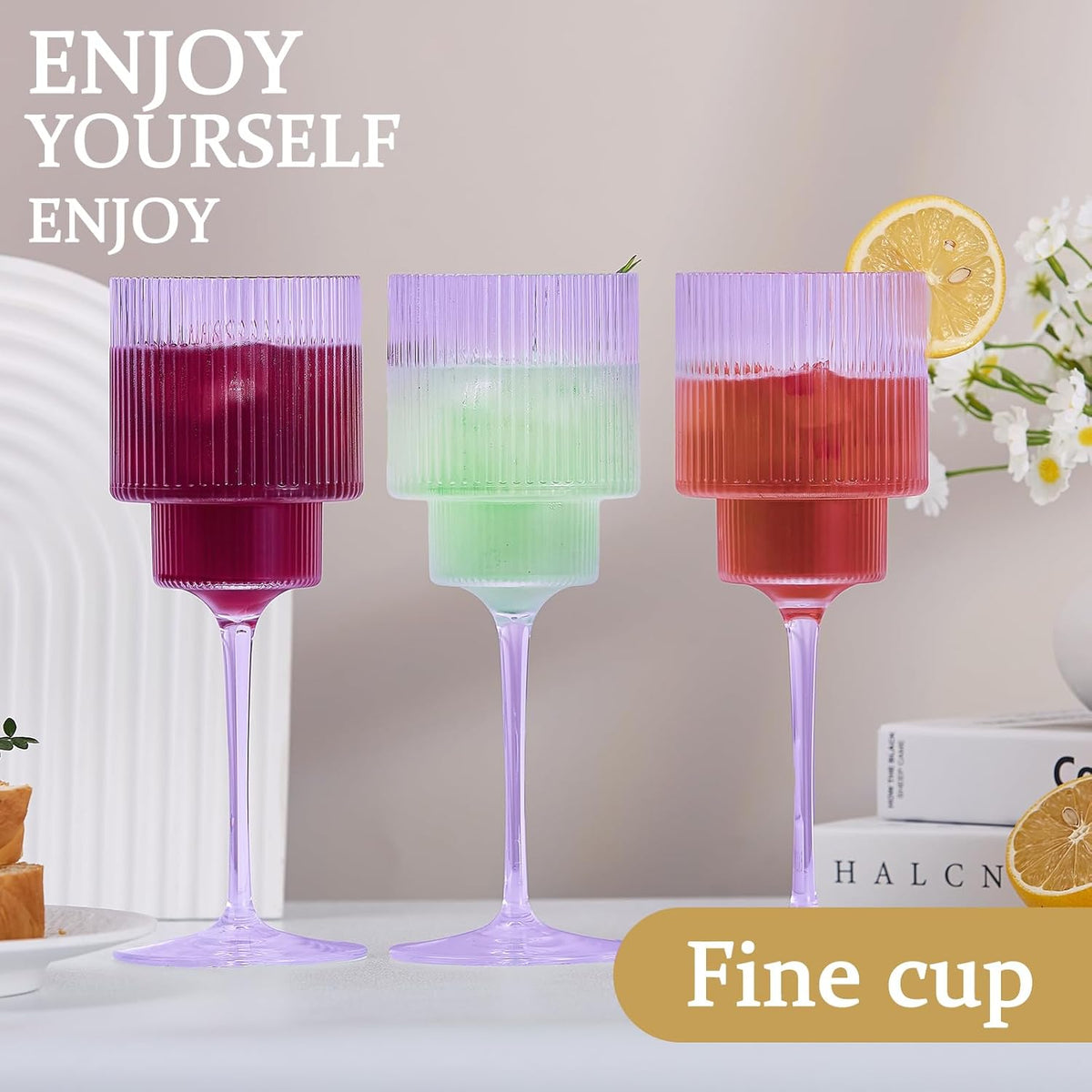 Plastic Goblets Wine Glasses - 12Oz Acrylic Wine Glasses Origami Unbreakable Clear Plastic Cocktail