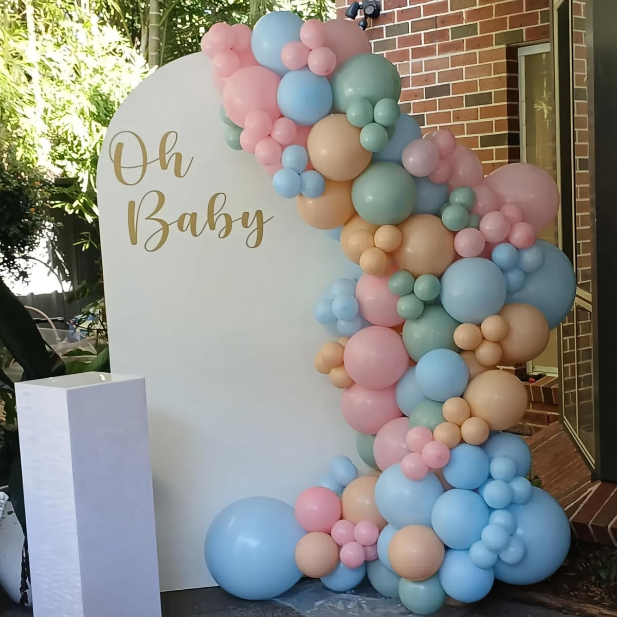 Pink Blue Green Balloons 12inch 60pcs Pale Pink Beige Light Pastel Blue White Sand Dusty Green