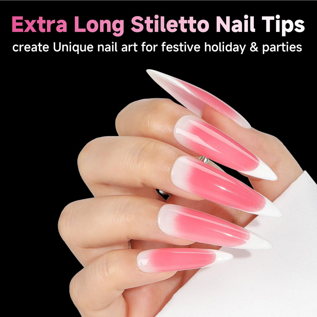 UNA GELLA Halloween XXL Stiletto Nail Tips, 312pcs Pre-Shape Extra Long Stiletto Nails Tips Pre