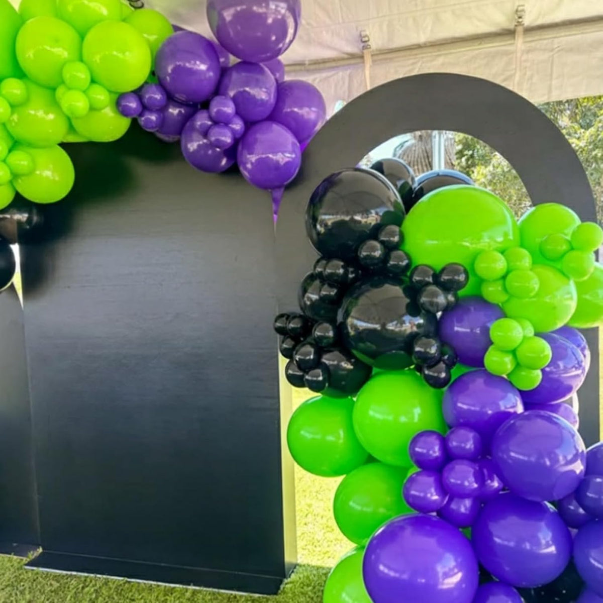 Purple Green Black Balloons, 12 Inch Fruit Green Dark Purple Black Balloons with Star Foil Balloon