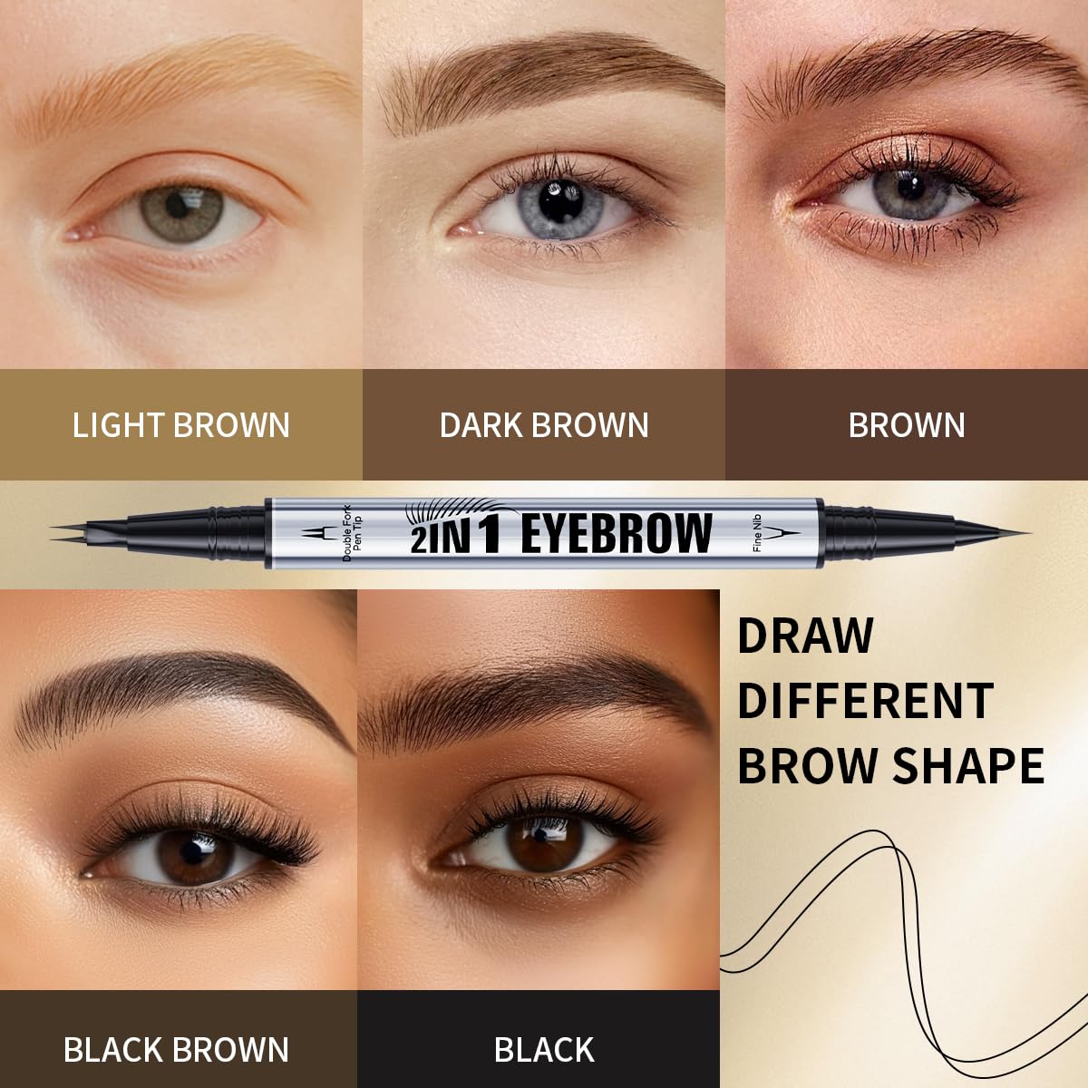 Eyebrow Pencils for Women - Microblading Eyebrow Pencil 2-In-1 Dual-Ended Eyebrow Pen with Precise