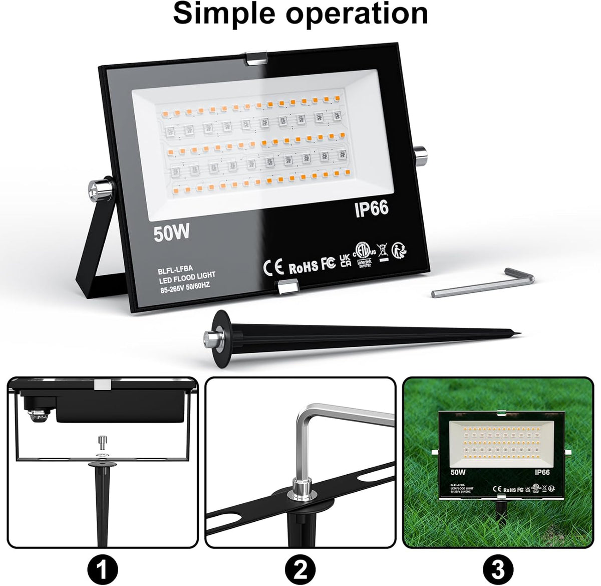 LED Flood Light Outdoor 500W Equivalent 5000LM,Bluetooth RGBW Colored Floodlight Landscape Lighting