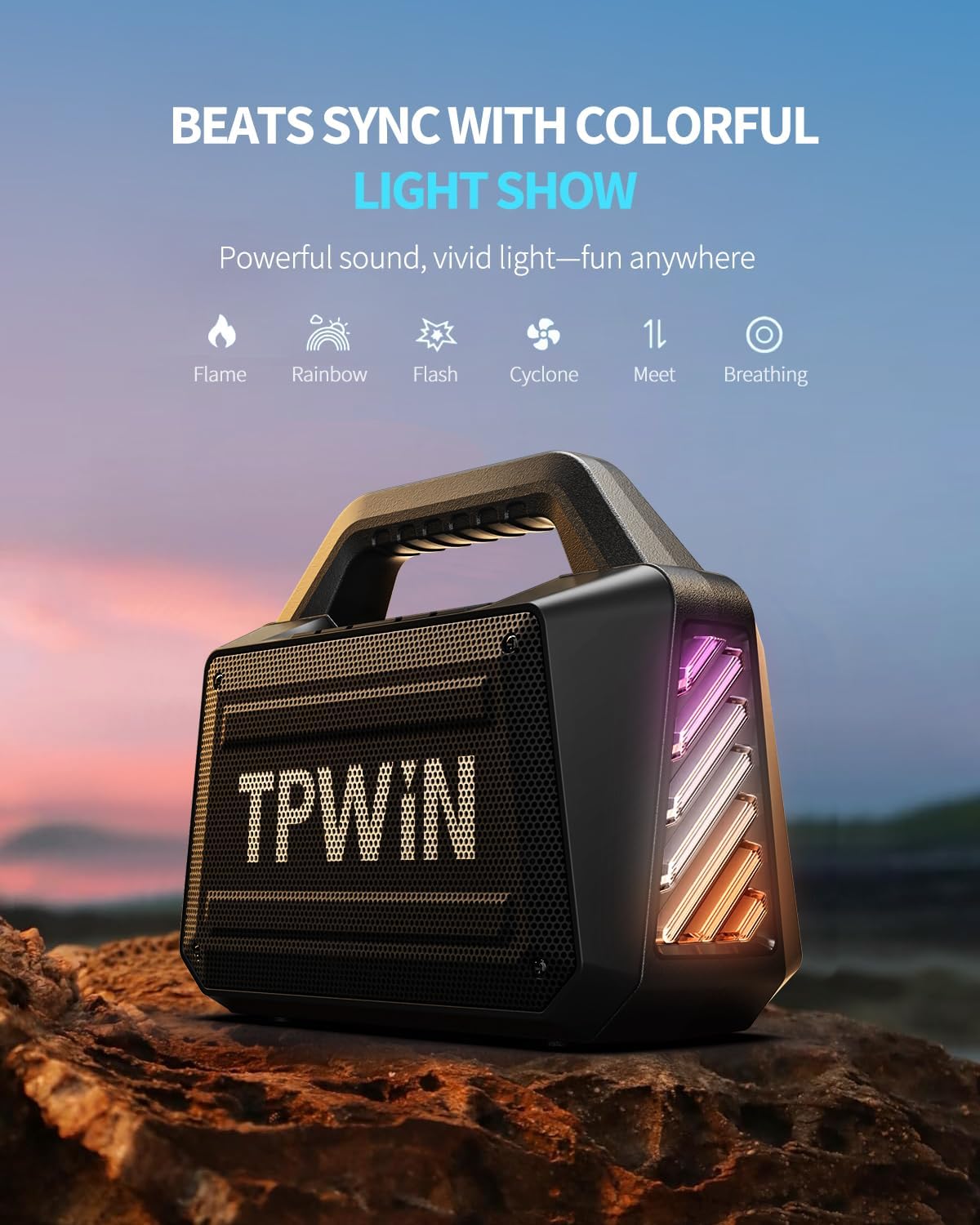 Bluetooth Speaker - 80W Loud Rugged Outdoor Speakers, IPX6 Waterproof, 20H Playtime, Deep Bass