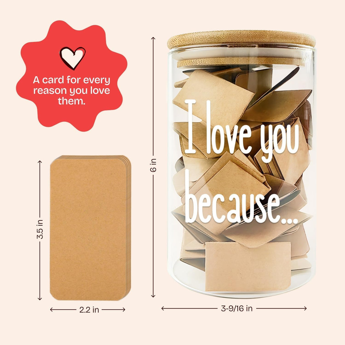 Girlfriend Boyfriend Birthday Gifts I Love You Because Jar Love Note Cup 50 Little Notes In a Jar