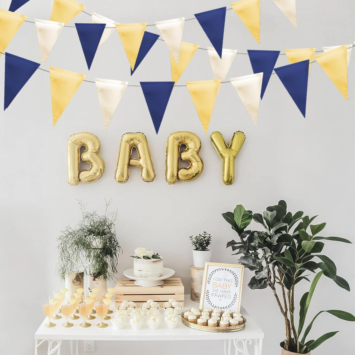 MerryNine Triangle Flag Bunting Banner, 3 Pack Vintage Style Pennant Banner for Wedding, Baby
