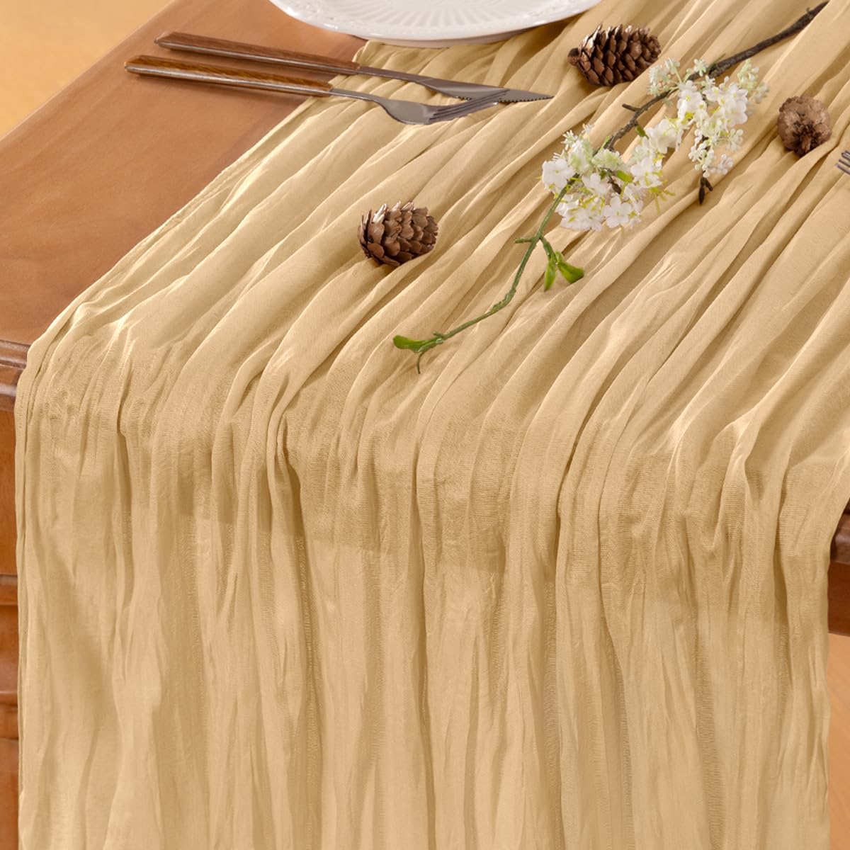 Beige Table Runner Cheesecloth Table Runner 10FT Farmhouse Table Runners 120 Inches Fall Table