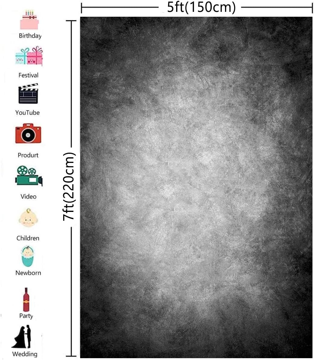 5x7ft Abstract Black Gray Portrait Photography Backdrops Photo Studio Prop Background for Children
