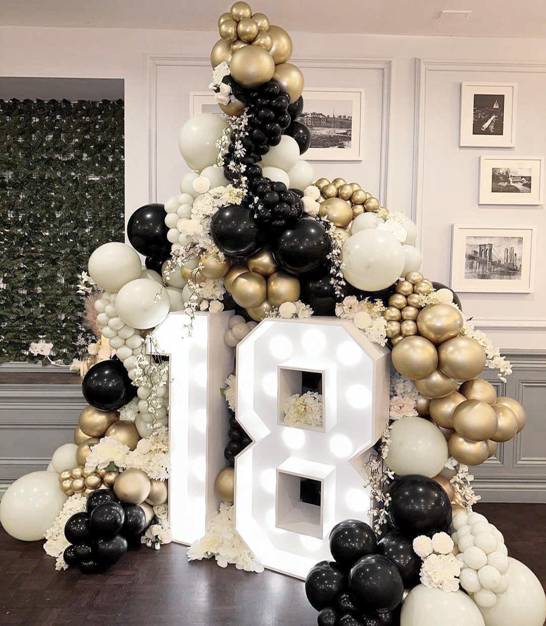 Black Gold Beige Balloons, 60PCS Black Gold White Sand Balloons Party Balloon with Metallic Gold