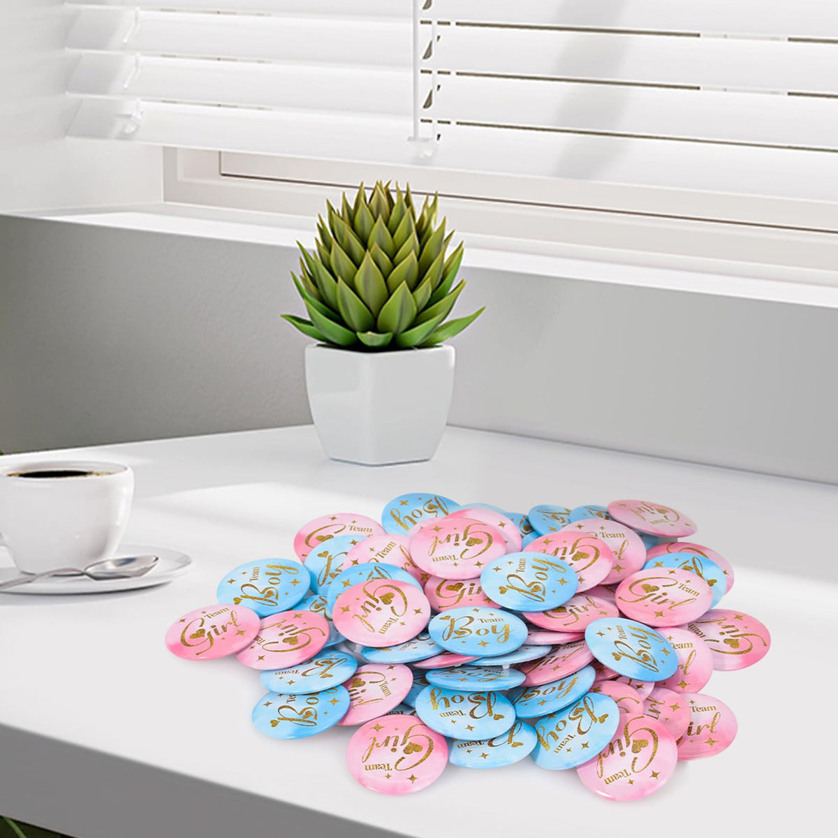 Gender Reveal Pins 60Pcs 4.4cm - Team Boy Team Girl Button Pins- 1.75 Inch