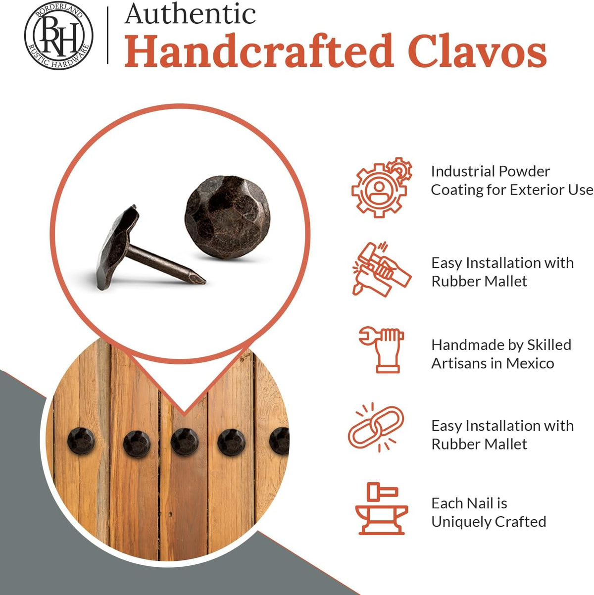 50 Pack 0.75" Round Head Iron Clavos Decorative Nails – Sealed Unfinished – Handmade Rustic Round