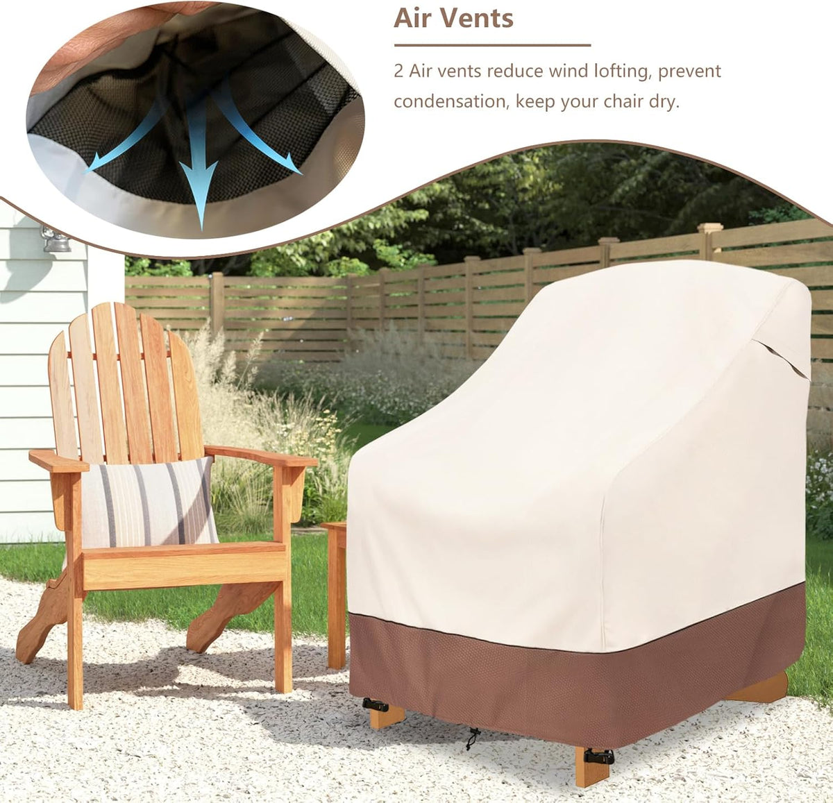 okcool Patio Adirondack Chair Cover 2 Pack,Waterproof Heavy Duty Outdoor Chair Covers,Patio