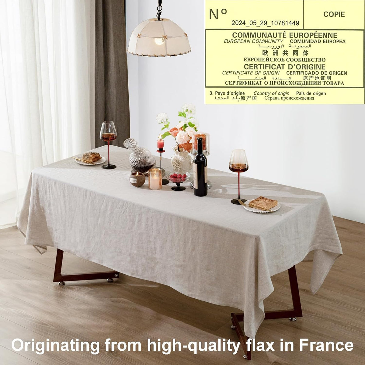 Talasily Linen Tablecloth 100% Pure Linen Table Cloth 60x144 Inches Rectangle Tablecloths Washable