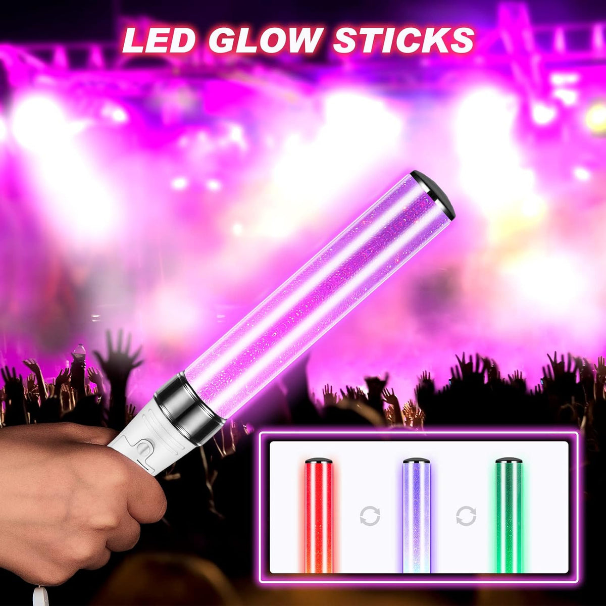 Lewtemi 2 Pcs 15 Color K-pop Concert Lightstick Reusable 2 Modes Multicolor Idol Concert LED
