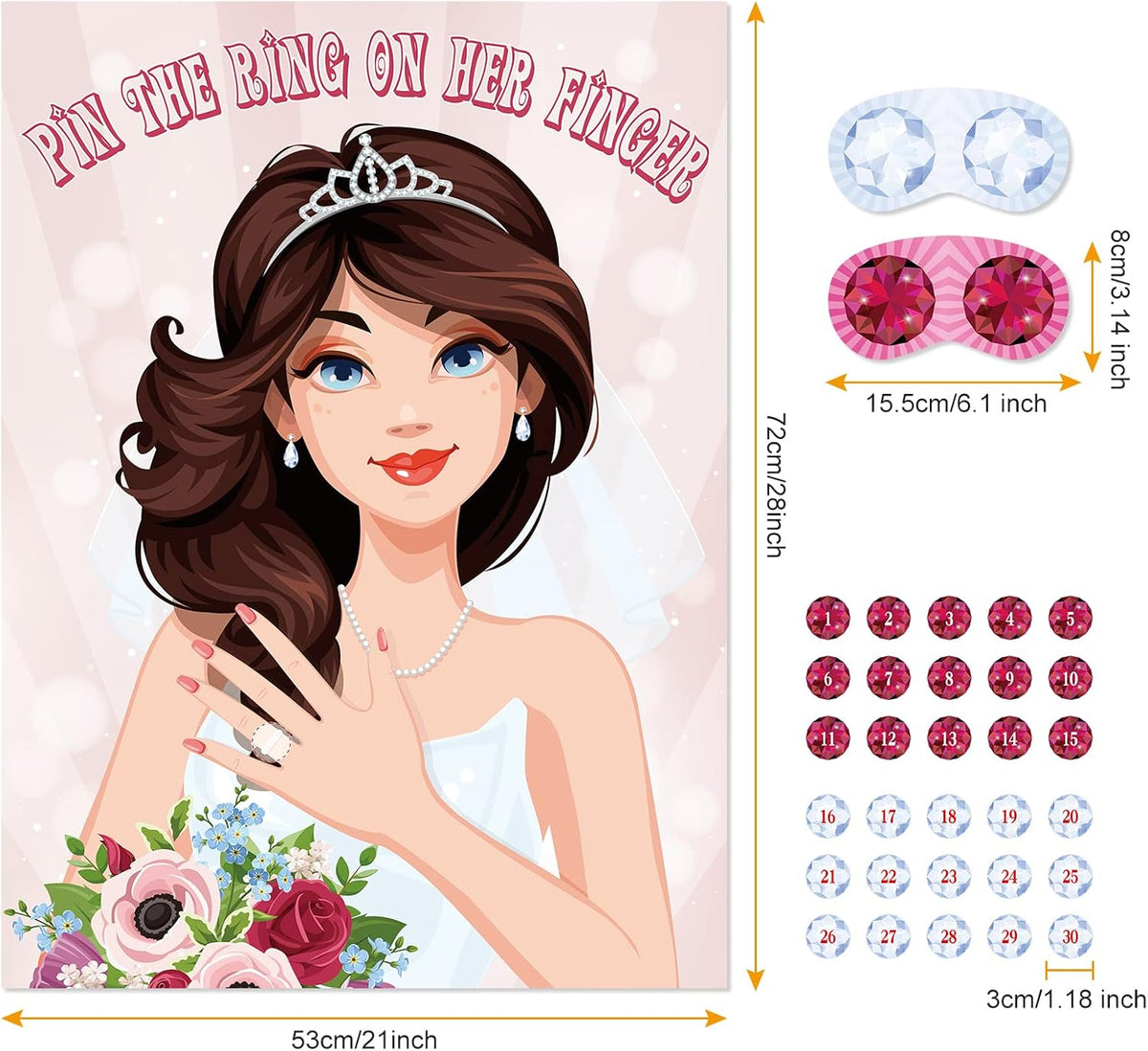 ASTARON Pin The Ring On The Bride, Bridal Shower Hen Party Bachelorette Party Girls Game Bride To