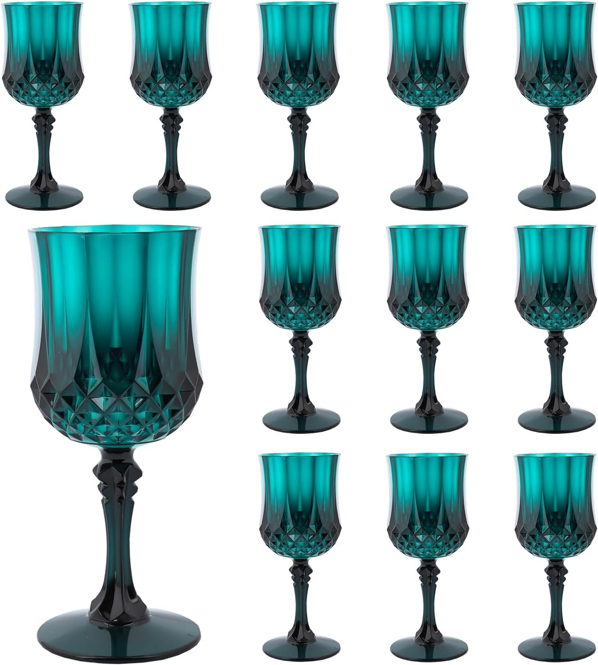 Plastic Wine Glasses，Plastic Goblets Vintage Style Cordial Drinking Glasses for Wedding Reception