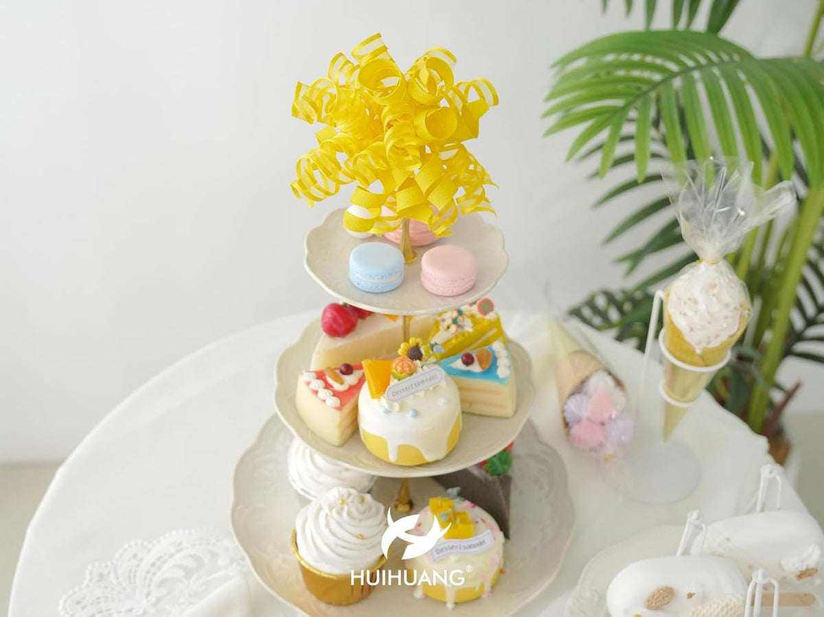 HUIHUANG Yellow Present Bows Gift Wrap Accessory Curly Ribbon Gift Bows 5 inch x 8 Counts Stick On