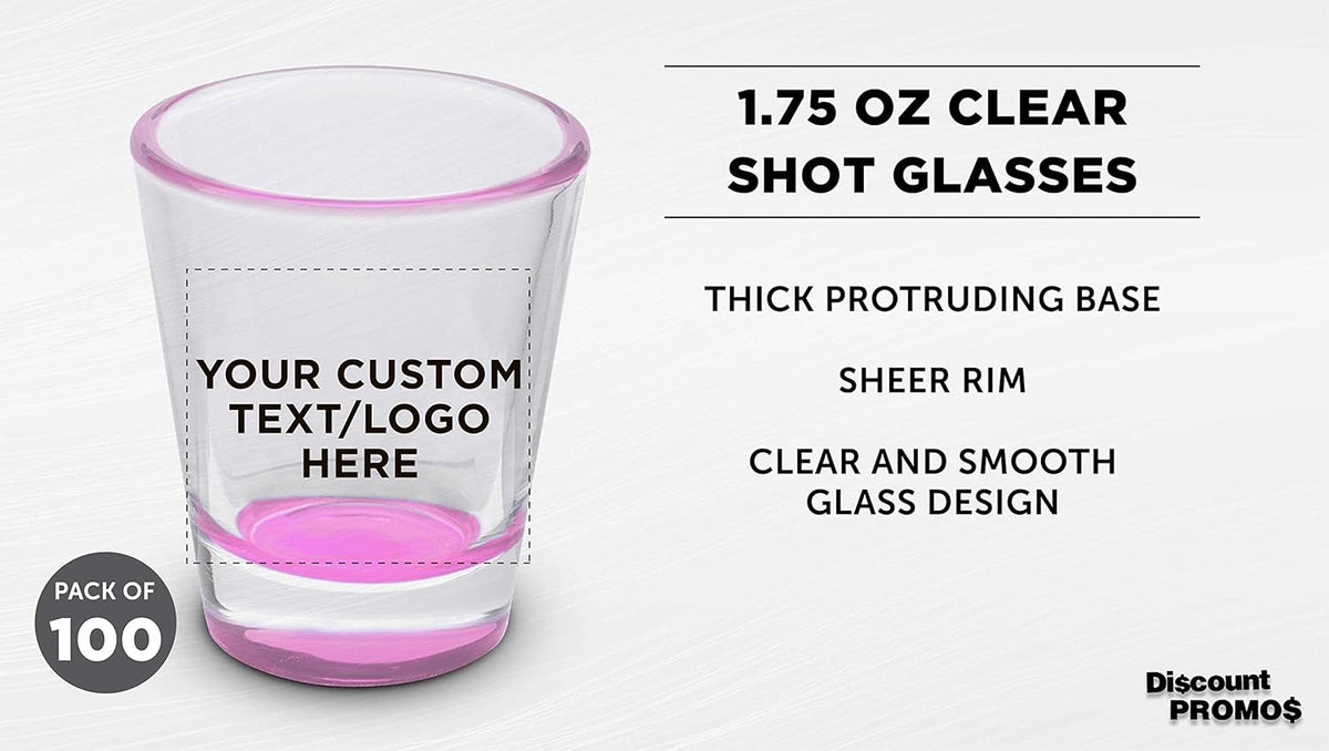Custom Shot Glasses 1.75 oz. Set of 100, Personalized Bulk Pack - Great for Wedding Favors