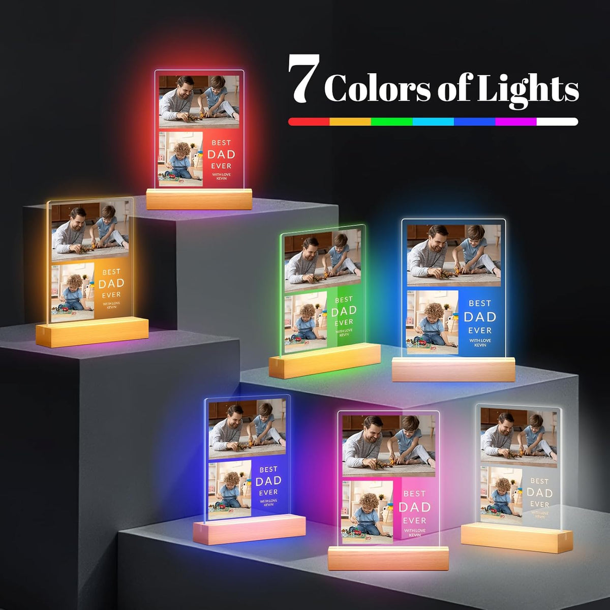 Custom Picture Frames with Photo, Personalized Photo Frame with Night Light, Customized Picture