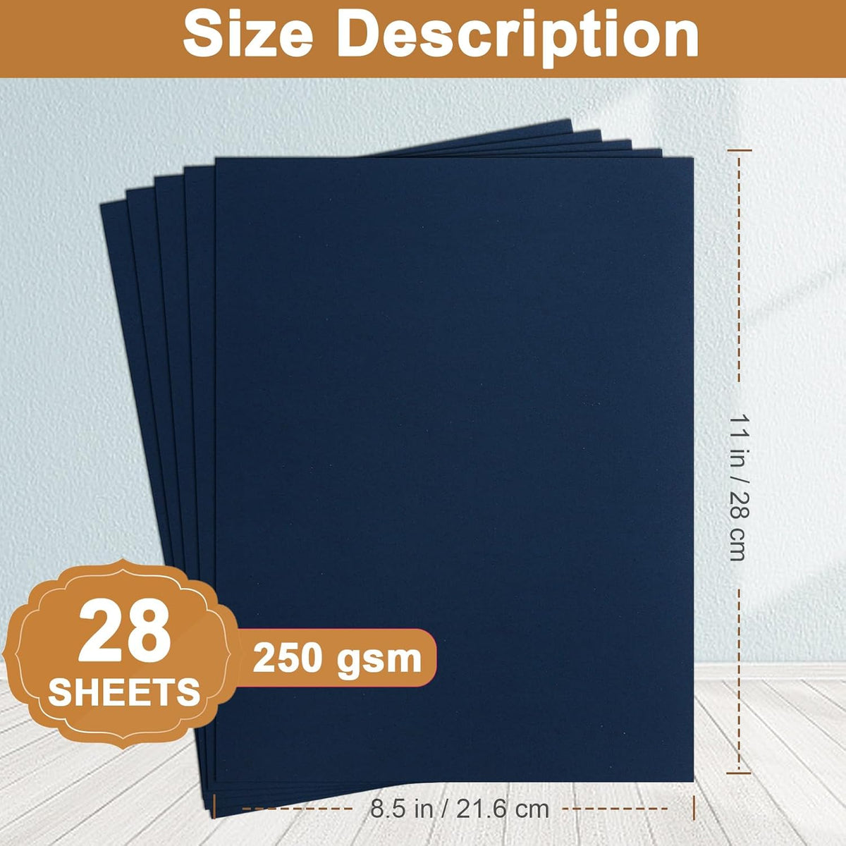 28 Sheets Navy Blue Cardstock 8.5 x 11 Scrapbooking Paper, 92lb Heavyweight Card Stock Printer