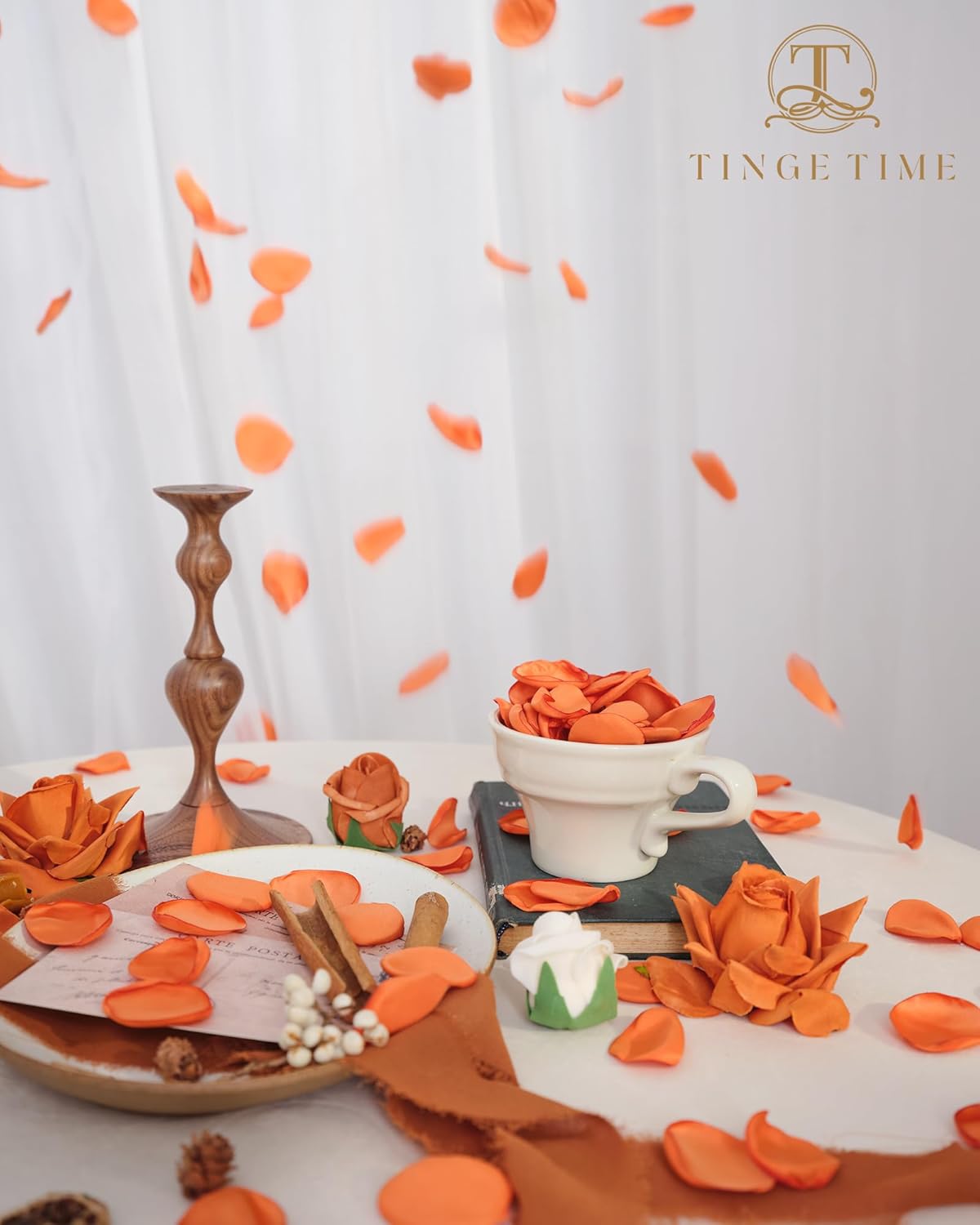TINGE TIME Silk Flowers: 200pcs Rose Petals for Wedding, Decoration, Bridal Showers, Flower Girl