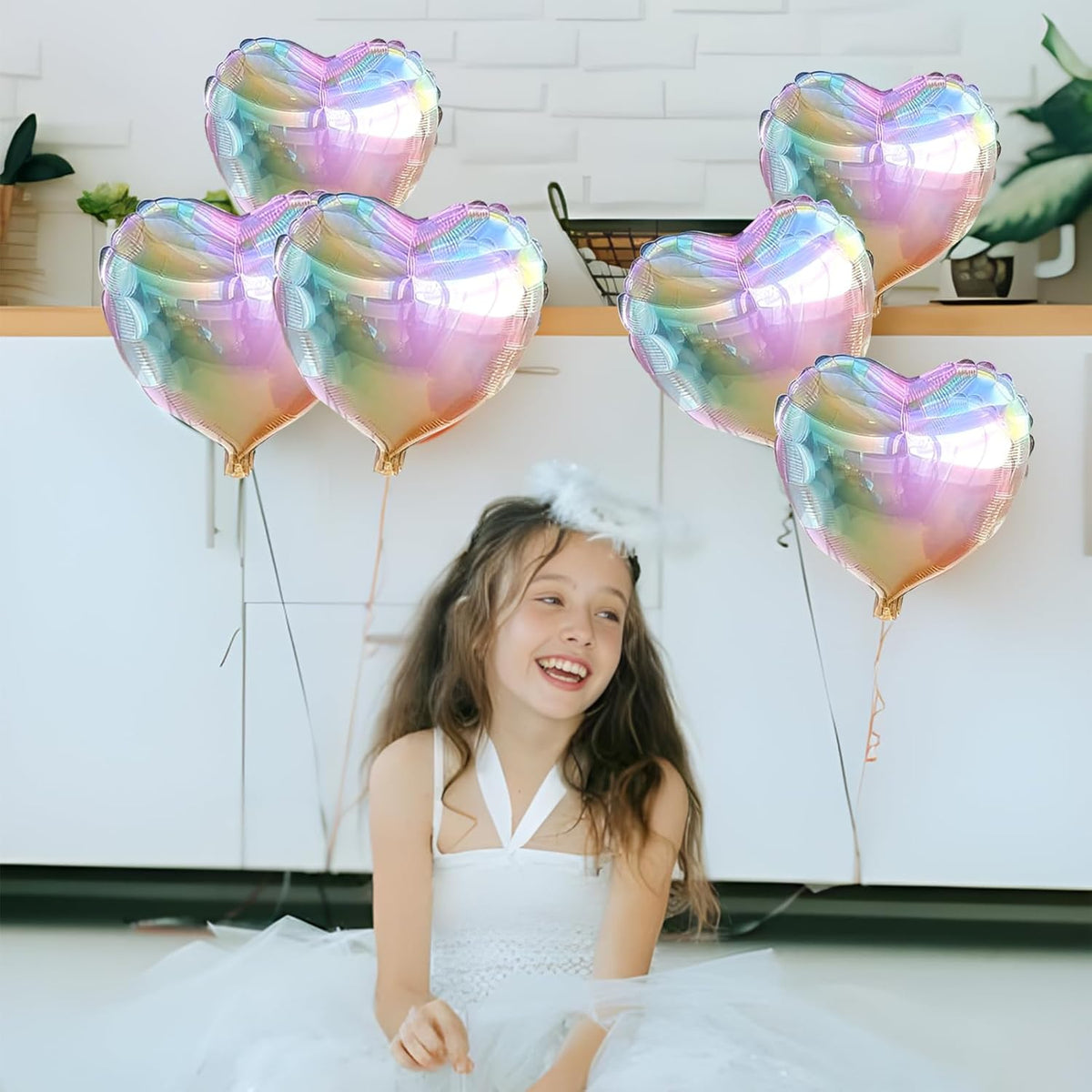 Colorful Heart Ballloons,18 Inch Bright Silver Foil Love Heart Shaped Balloons 12Pcs Silver love