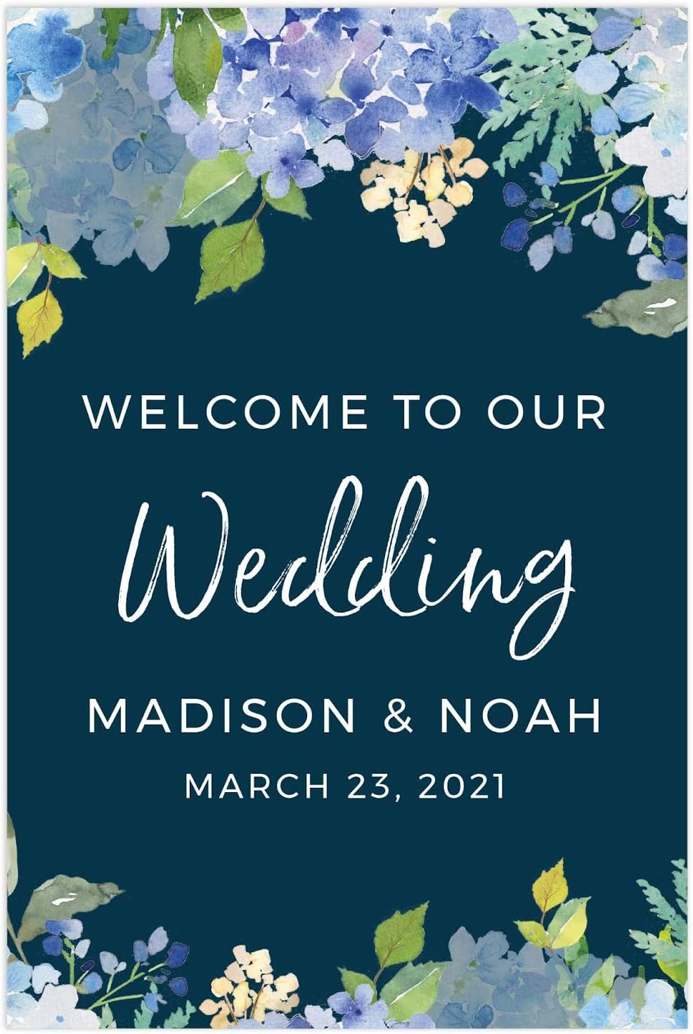 Andaz Press Personalized Extra Large Wedding Easel Board Party Sign, 12x18-inch, Baby Blue