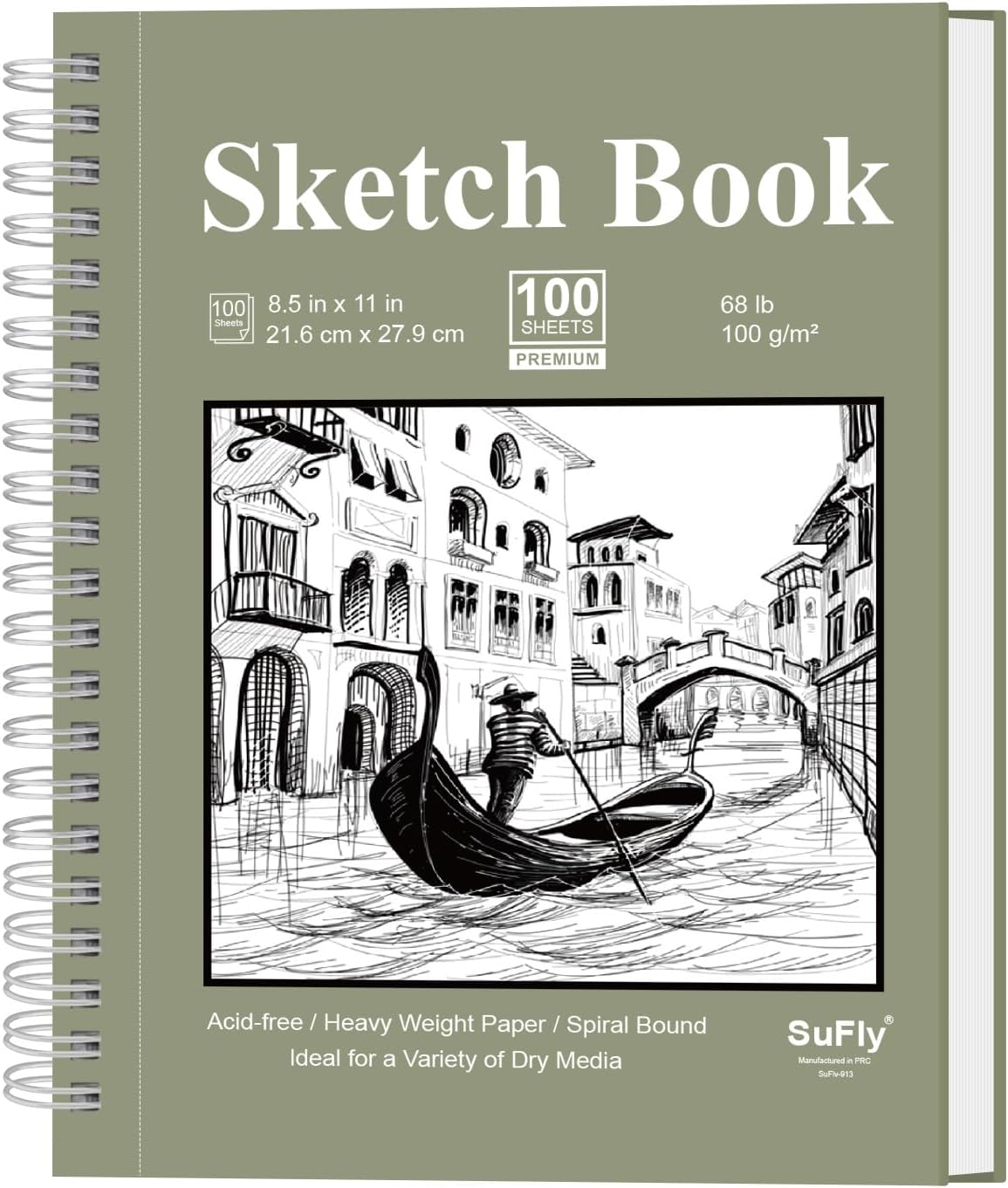 Sketch Book 8.5 x 11, Sketch Pad, Pack of 1 (68lb/100gsm), 100 Sheets Spiral Sketchbook, Acid Free