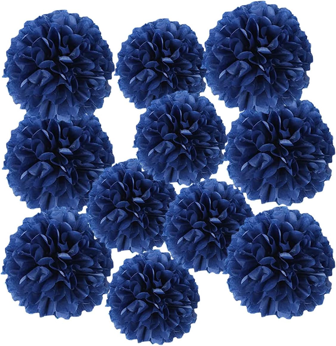 12pcs Royal Blue Pom Poms - 10in 12in Tissue Paper Flower Balls for Wedding Party Decorations - DIY