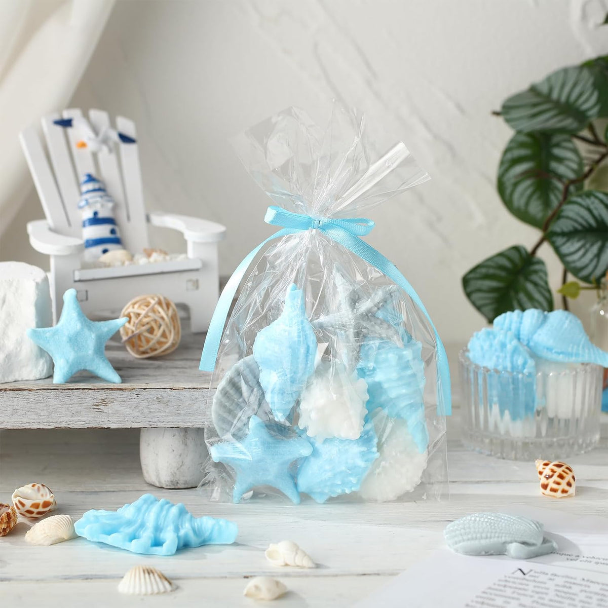 200g Sea Glass Soap Decor Seashell Decorative Soaps for Bathroom Home Decor Beach Wedding Nautical