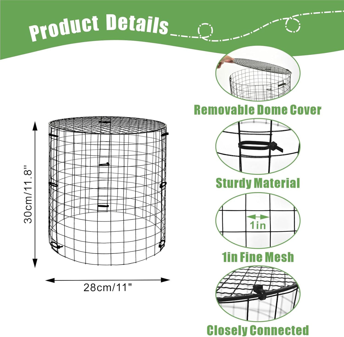 5 Packs Garden Plant Protectors from Animals,Metal Plant Cage Chicken Wire Cloche with Ground
